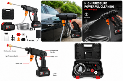 High Pressure Car Washing Spray Gun 48V Cordless Rechargable Water Sprayer Car Washer Set Water Gun